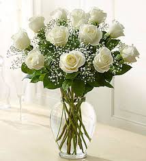 Dozen Long White White Roses