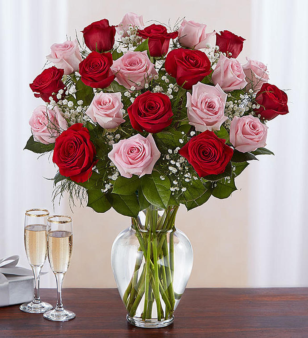 Two Dozen Red and Pink Roses Mix